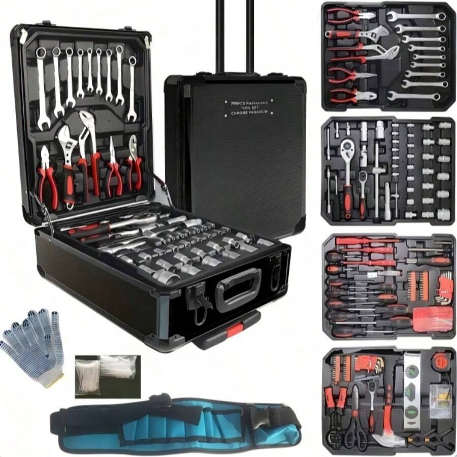 46pcs Automotive Repair Tool Kit - Professional Mechanic's Hand Tools, Including 1/4" Drive Ratchet, Sockets And Hex Bits, Suitable For Vehicle Maintenance And Home Use