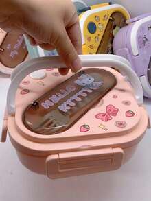 Sanrio 1pc Hello Kittys & Friends Pink Lunch Box Set - Leakproof, Rectangular, Durable Plastic Lunch Box Container With Dividers, Hand Washable, Suitable For Work, School And Travel, Work Lunch Organizer | Character Themed Lunch Box - Multicolor - View 5