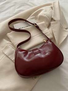 1个复古简约新月形可调节肩带斜挎包，适合约会、外出、聚会，小巧便携 - 紅色 - 查看 5