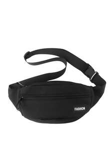 男士尼龙腰包，方形，纯色，可调节肩带，适合运动、健身、通勤、休闲等场合，印有“老公”字样，可作感恩节礼物、斜挎包、骑行包、男士圣诞礼物、单肩包、冬季圣诞腰包、臀包、节日收纳包、男士礼物、徒步旅行包、大容量户外胸包。 - 黑色 - 查看 4