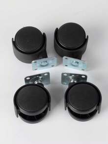 48mm/58mm 4pcs Black Swivel Casters, Heavy Duty, Suitable For Office Chairs, Desks, Computer Stands, Kitchen Racks, Furniture, Planters, And Various Flat-Bottom Household Items