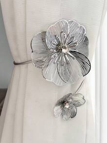 2 件装金色花朵合金窗帘绑带，装饰性窗帘扣夹，适用于客厅、卧室、餐厅、窗户装饰配件 - 彩色 - 查看 4