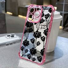 1pcs Black Rose Love Forever Phone Case Compatible with Apple Phone17 16 15 14 13 12 11 ProMax Antidrop Phone Case Camera Protection Phone Case Vintage Light Luxury Style Elegant Stunning Can Be Given To A Lover Can Be Given To Friends - Rosa - Ver 5