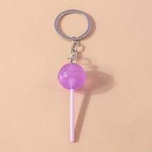 Resin Lollipop Keychain, Round Lollipop Shaped Metal Keychain, Cartoon Candy Color Resin Lollipop Keychain, Realistic Food Keyring, DIY Handbag Pendant Keychain, DIY Accessories, Cute, School Theme Festival Graduation Teacher Appreciation Gifts Birthday Gift Mother Gifts Mothers Day Gift Holiday Essentials Graduation Gifts Purple Key Ring Charms Accessories Key Chain - Multicolor - View 12