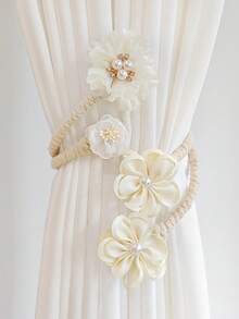 1pc Home Decorative Flower Pearl Curtain Tieback, Creative & Versatile Tie For Curtains, Sheer Curtains Storage Clip, Ornament & Accessories Ties