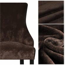 Stretch Wingback Chair Cover - Reusable Side Chair Slipcover, Accent Chair Protector Dining Room, Banquet, Home Decor (Silver, 2PC) - 02 Velvet Brown - View 4