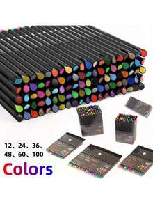 12/24/36/48/60/100pcs Fine Line Maker-0.4mm.School Supplies,Pens,Highlighters For School,School Essentials, Back To School Supplies,School Stuff,Pink School Supplies ,Gel Pens For Students - Multicolor - View 1