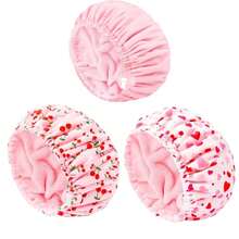 Gorro de ducha impermeable 3 en 1 para mujer, gorro de baño de pelo de fibra ultrafina absorbente de poliéster ajustable, gorro para dormir LZMR - 1 pieza rosa - Ver 1