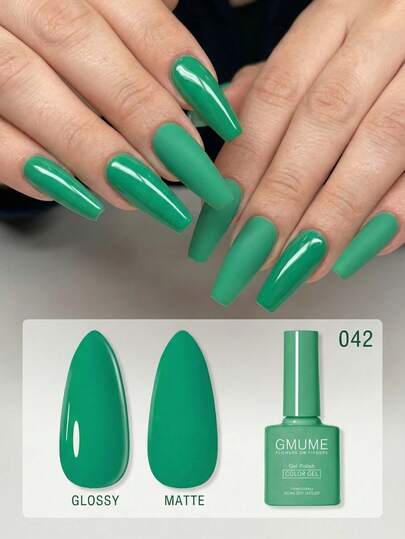 7.5ml Vintage Jade Green Gel Nail Polish No.042, Retro Turquoise Color, Soak Off UV/LED Cured, Elegant Spring Summer Varnish Nails