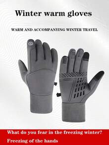 1 Pair Winter Windproof Warm Fleece Gloves, Cold-Proof Touchscreen Gloves For Outdoor Sports, Skiing, Running, Driving, Anti-Slip Gloves - Multicolor - View 4