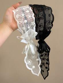 2件装 女士印花网纱蕾丝蝴蝶结发箍，波西米亚风，发饰，适合日常佩戴、拍照、女士配饰、礼物，发带头饰发箍 - 乾枯玫瑰色 - 查看 10