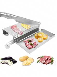 不锈钢手动切肉器/切骨器，带食物托盘和防滑底座。轻松切片牛肉、排骨、鸡肉、鱼肉和蔬菜——非常适合家庭厨房、熟食店和绞肉机使用。 - 彩色 - 查看 11