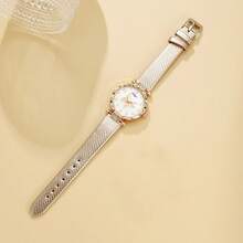Reloj de mujer con esfera de mariposa en color oro rosa y correa de malla con cristales, con set de pulsera de mariposa. Reloj de cuarzo dulce y enérgico. - Oro rosa - Ver 4