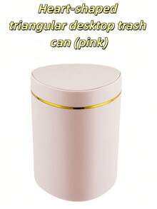 Heart-Shaped Triangular Desktop Trash Can, Thick PP Material For Home Use, Pedal-Operated Flip Lid, Large Opening Triangular Desktop Trash Can, Waste Paper Basket, Plastic Office Desk Trash Can, Smooth Design Prevents Odor Leakage, Can Be Used To Store Fruit Peels And Paper Scraps On The Desktop, Keep The Desktop Clean, Suitable For Bathroom, Home Office Desk Decor, Coffee Table, Office, Living Room, Covered Mini Plastic Trash Can, Also Suitable For Home Dining Table. - Multicolor - View 13
