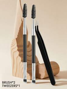 Pensetă pentru gene roz/negre, perie pentru extensii de gene cu două capete, pensetă precisă pentru gene, duritate ridicată cu durabilitate excelentă, potrivită ca instrument pentru extensii de gene și accesoriu - Multicolor - Vizualizare 11