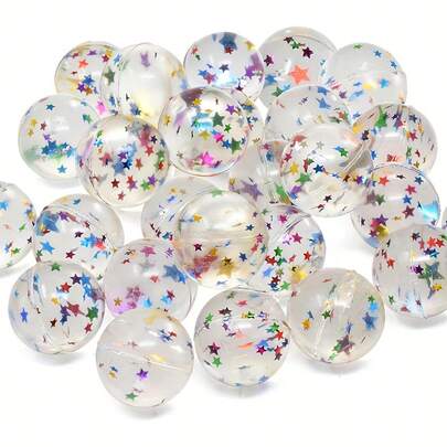 Transparent Star Bouncy Balls Colorful Bright Design Durable Rubber Material Perfect For Party Favors Prizes Easter Egg Hunt Decor Birthday Gift Fillers Room Ornaments Glow-In-The-Dark Party Supplies Halloween Thanksgiving Christmas Easter Essential