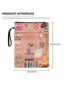 1pc Pink "Read Another Chapter" Themed Zippered Book Sleeve, Paperback Book Cover, Paperback Book Jacket, Book Protector, Book Bag, Printed Book Cover Bag With Front Pocket, Washable Multi-Functional Book Storage Bag, Suitable For Students, Teachers, Book Lovers - Single Piece - View 4