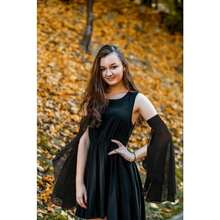 Women's Victorian Long Tulle Gloves Gothic Black Lace Chiffon Detachable Sleeves Vampire Witch Cosplay Costume - Đen02 - Xem 6