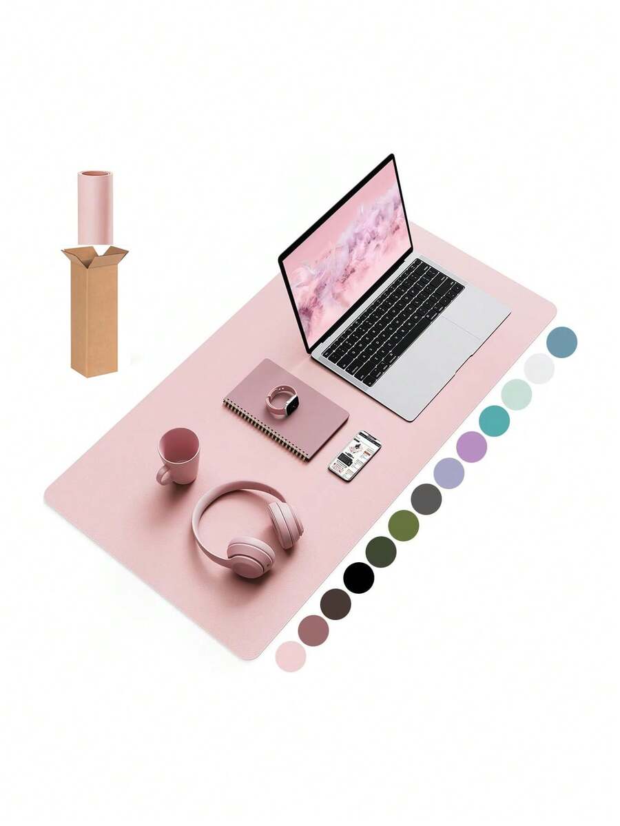 1件装纳帕皮革桌垫，鼠标垫，办公桌垫，防滑PU皮革吸墨垫，笔记本电脑桌垫，皮革鼠标垫，防水皮革易清洁键盘垫鼠标垫，美甲桌垫，柔软超细纤维PU皮革美甲垫，可折叠美甲休息垫，可重复使用的桌面美甲垫，亚克力美甲桌垫，防水桌面书写垫，适用于办公室（粉色和黑色） - 彩色 - 查看 1