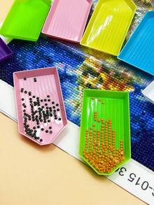 6个装钻石画收纳托盘，水钻托盘，适用于整理珠子和水钻，可用于5D钻石画创作 - 彩色 - 查看 5