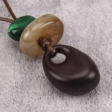 1 chiếc vòng cổ hạt hình bầu dục bất đối xứng, vòng cổ dây dài thời trang, quà tặng cho bạn gái, mẹ, sinh nhật, ngày Valentine. - Hình bầu dục không đều + hạt cườm - Xem 5