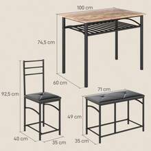 HOMCOM 4-Piece Dining Set, Table And 2 Chairs, Bench, Space-Saving Set, Ideal For Small Rooms, Kitchen, Dining Room, Brown