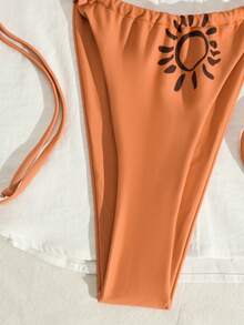 女士性感豹纹比基尼套装，挂脖式设计，高弹面料，适合夏季沙滩穿着 - 彩色 - 查看 6