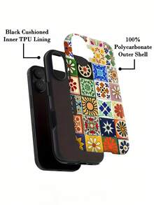 Azulejos florales coloridos que forman un diseño de pared con estampado. Esta elegante funda es compatible con los modelos  17, 16, 15, 14 Pro Max, 13, 12, 11, XR y XS Plus. Fabricada en silicona, ofrece protección contra golpes y caídas, además de una sensación superior. Es un regalo ideal para familiares, amigos y seres queridos, y una opción perfecta para Año Nuevo. - Blanco - Ver 7