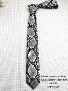1pc Unisex PU Snake Skin Pattern Necktie, Suitable For Personalized, Street, Party, Gift - Multicolor - View 4