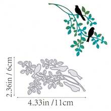 1件装树叶切割模具，新款模切图案，压花模板，适用于DIY手工、剪贴簿等，模板模具，相册装饰纸模切图案，卡片制作 - 銀色 - 查看 6