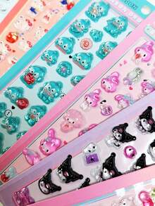 1张可爱卡通旋律动漫立体贴纸，可爱DIY手机装饰贴纸，女孩礼物，手工玩具，款式和颜色随机发货