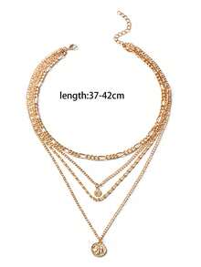 1 pieza Collar de lujo de diseño exagerado de alta gama con cadena gruesa y multicapa de estilo minimalista y metálico - Dorado - Ver 3