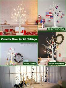 1pc 24-LED White Birch Tree Shaped Decorative Tree, Home Decor, Suitable For Indoor, Tabletop, Centerpiece, Fireplace Mantel, Party, Dining Table Decor, Gift [No Battery Included]