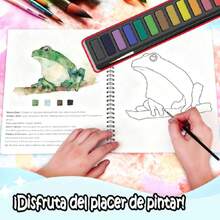 Cuaderno De Acuarela Para Principiantes - Kit Completo De Acuarelas Con 12 Colores Profesionales, Pincel,Aves - Ideal Para Adultos, Niños Y Adolescentes,Manualidades Y Regalo Artístico (Ramos),36979610 - Rosa Fucsia - Ver 5