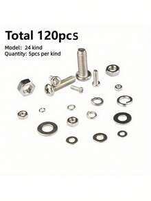 320pcs Premium Screw And Nut Assortment Kit - Corrosion-Resistant, Snap-In Nuts, M2 To M5 Sizes - Ideal For DIY, Repair, And Industrial Applications - Silver - View 5
