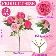 2/4/8/12 Packs Peonies Artificial Flowers, Mixed Pink Artificial Peonies, Silk Peonies Flowers Fake Peonies Artificial Flowers Peonies Bouquet For Centerpiece Table Wedding Party Home Decor - 彩色 - 查看 8