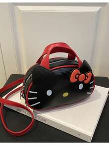 Bolsa Mini Sanrio Hello Kitty Primavera/Verão 2025 - Design de Desenho Animado Fofo, Couro Lacado Brilhante, Moda e Estiloso, Adequado para Adolescentes e Mulheres Jovens. Multifuncional 2 em 1, Pode Ser Carregada na Mão ou Usada Transversal. - Multicolorido - Visão 6