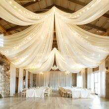 1 Set, Sheer Chiffon Fabric, 315 Inch Wedding Arch Drape Decor, For Wedding Ceremony, Curtain Fabric, Curtains And Halloween Backdrop Decor, Birthday Party Decoration, Stage, Swing, Tent, Wedding Table & Chair Decor - Champagne - View 2
