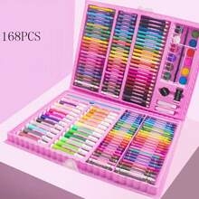 1 Set/168/68/42 Watercolor Pens, Art Painting Tools, Stationery Gift Painting Set, Writing Supplies, Learning Supplies (Box Color And Pattern Shipped Randomly), Christmas Gift, Fun Christmas Stocking Stuffer, Christmas Stocking Stuffer, Christmas Stocking Stuffer, Back To School, Winter Break Gift, Back To School Gift - Multicolor - View 2