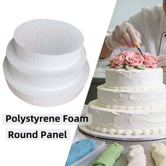 3 st runda tårtbrädor i skum, lämpliga för hantverk, gör-det-själv-tårtmodeller för bröllop, födelsedagstårta, skolkonstprojekt, tårtövning