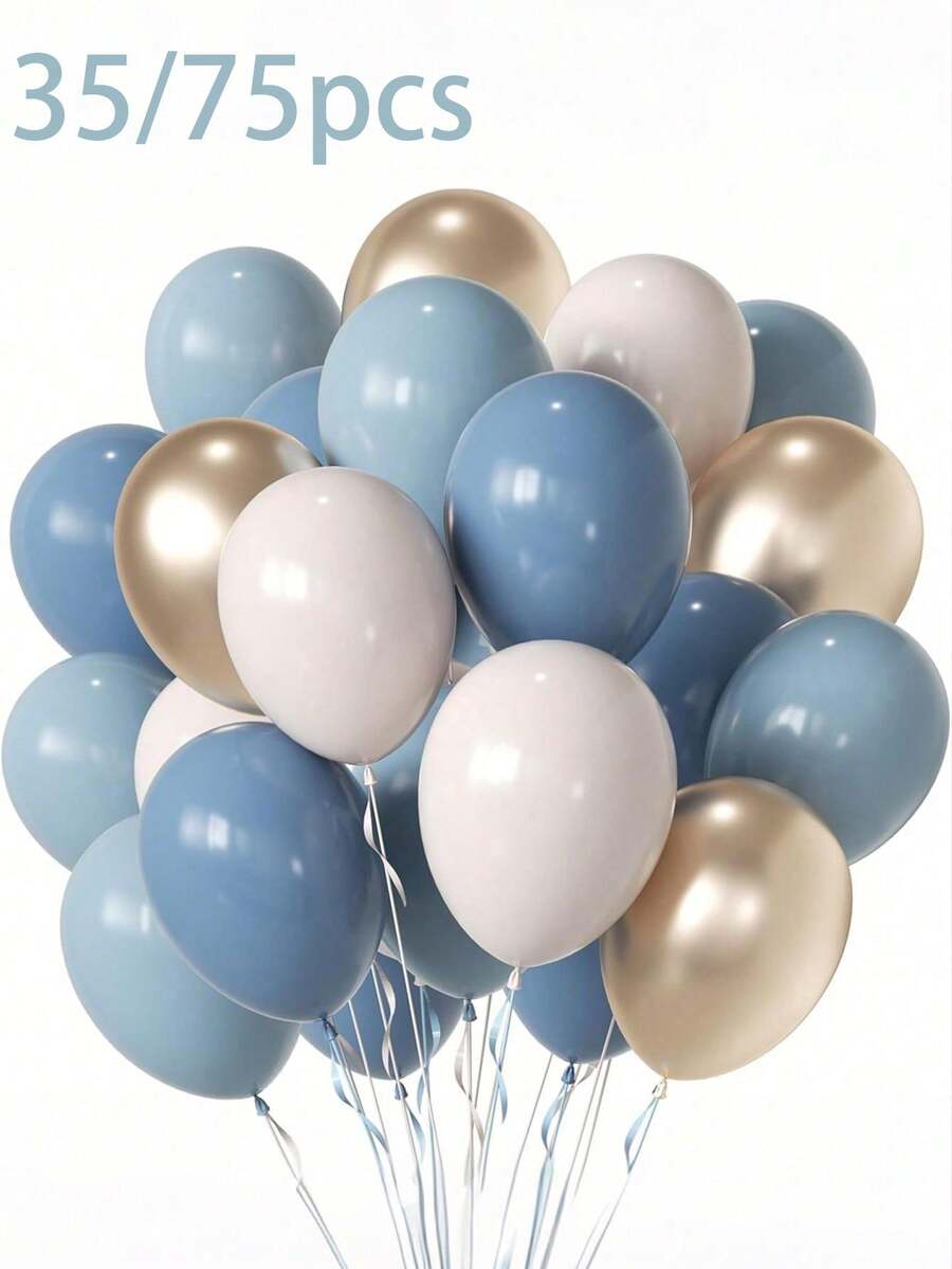 35/70个金属蓝气球、珍珠蓝气球、马卡龙浅蓝气球、浅蓝气球，适合新娘送礼会、婴儿送礼会、生日派对 - 彩色 - 查看 1