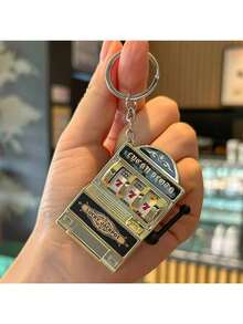 1pc Mini Slot Machine Keychain, Mini Casino Lucky Charm Keyring, Pocket Stress Relief Toy Pendant - Multicolor - View 2