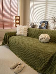 1件加厚绒毛沙发毯，简约百搭沙发套，奢华优雅沙发套，高端质感，耐磨可水洗，四季皆宜，保护沙发外观，柔软舒适，适用于客厅、卧室、办公室、1-4人沙发 - 綠色 - 查看 5