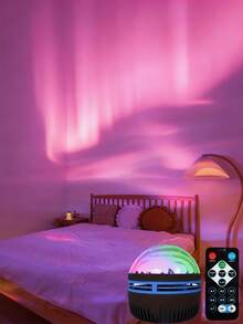 1个LED投影灯，多种颜色图案，遥控器，星空投影仪，卧室夜灯投影仪，水波投影仪，星空投影仪，家庭影院，天花板投影仪，圣诞装饰礼物，情人节礼物，露营，婚礼装饰，浪漫夜灯 - 彩色 - 查看 8