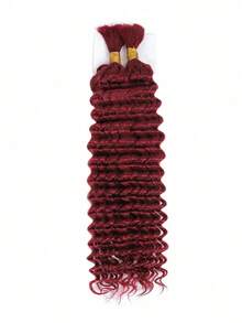 2pcs Braiding Hair Bulk No Weft Deep Wave Crochet Human Hair Solid Color 99J# Virgin Human Hair Extension Knotless Braids Hair Extensions - S99JA - View 1