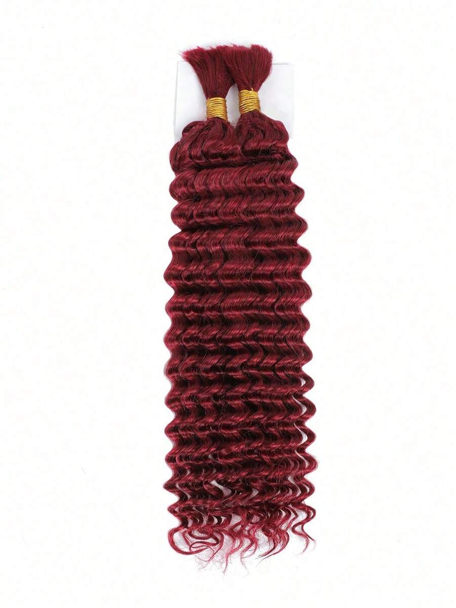 2pcs Braiding Hair Bulk No Weft Deep Wave Crochet Human Hair Solid Color 99J# Virgin Human Hair Extension Knotless Braids Hair Extensions - S99JA - View 1