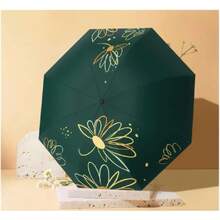 Meichoon - Paraguas de viaje con protección UV UPF 50+, portátil, compacto, 8 costillas, ligero, impermeable y resistente al viento, diseño de flores simple para mujeres para senderismo y mochilero,36986447 - verde menta - Ver 2