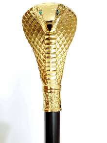 1pc Dual-Tone Snake Cane, Rhombus Plaid Foil Pattern, Metal Material, Mediterranean Halloween Gothic Anime Cosplay Scepter, British Gentleman's Walking Stick, Suitable For Daily Use, Great Gift