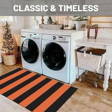 Fall Door Mat 27.5inch X 43inch Orange Black Striped Area Rug Washable Front Porch Rug Striped Door Mat Outside Entrance Entryway Doormat For Fall, Halloween, Than1ks 1giving Porch Decor,One-Size,OrangeFFBlackssstripe24inchx38inchRectangular - 橙黑條紋 24吋x38吋長方形 - 查看 5