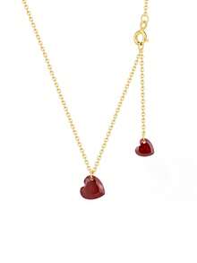 1件S925纯银项链，设计别致，镶嵌双红心宝石，配有可调节金色精致链条，适合日常佩戴、外出、聚会等场合，是女士精致珠宝的理想之选，也是送给爱人、朋友、家人的礼物。 - 金色 - 查看 6